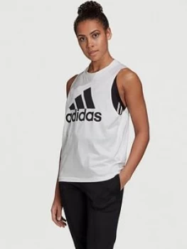 adidas Badge Of Sport Cotton Tank, White, Size S, Women