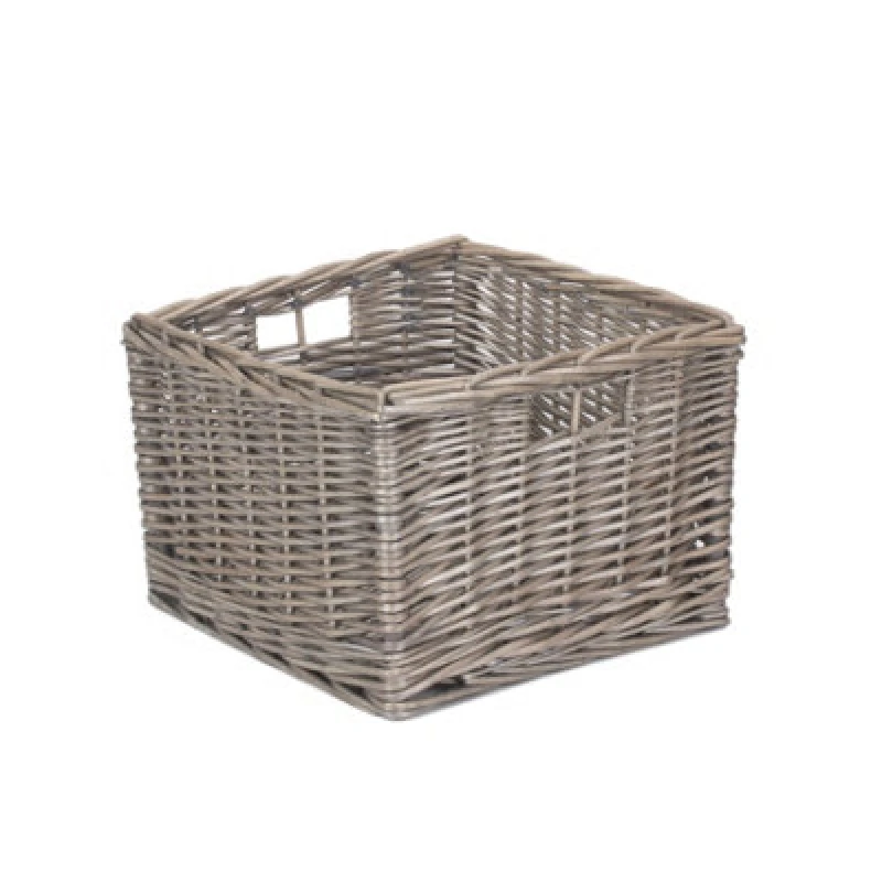 Image of Red Hamper St058 Wicker Small Square Antique Wash Unlined Storage Basket