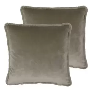 image of Paoletti Freya Twin Pack Polyester Filled Cushions Taupe