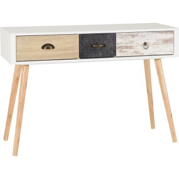 Image of Nirdic 3 Drawer Occasional Table Distressed Effect White - Seconique