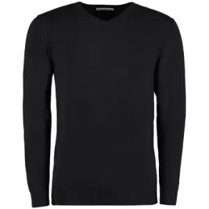 Image of Kustom Kit Mens Arundel Long Sleeve V-Neck Sweater (XS) (Black)
