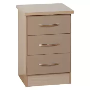 Image of Nevada 3 Drawer Oyster Bedside Table Oyster