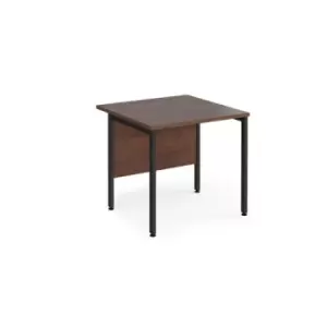 image of Office Desk 800mm Rectangular Desk With H-Frame Leg Walnut Tops With Black Frames 800mm Depth Maestro 25