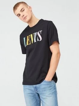 image of Levis 90's Serif Logo Relaxed Graphic T-Shirt - Black Size M Men