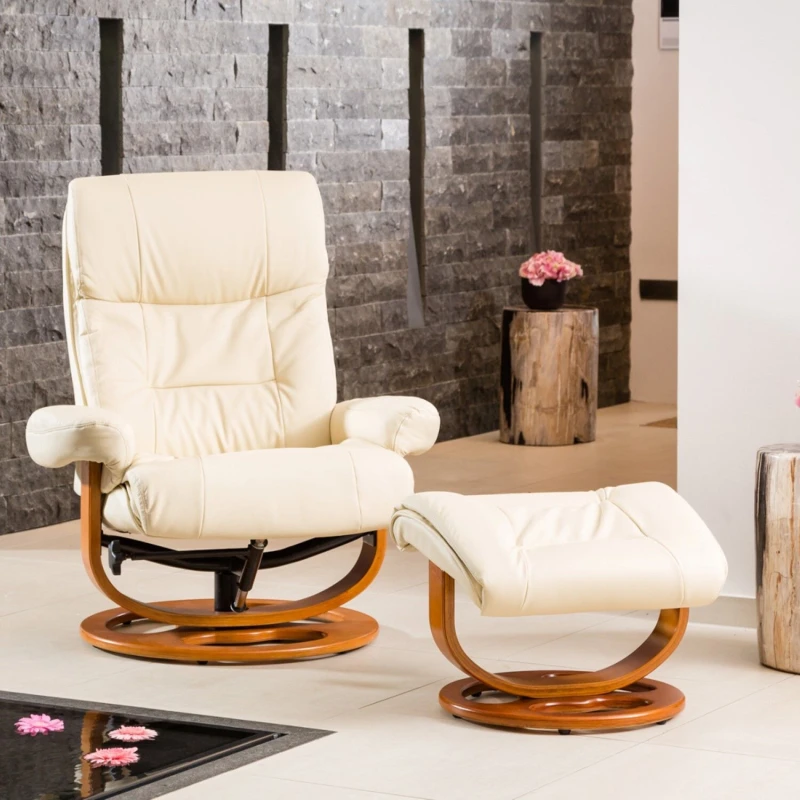 Image of Artemis Home Barriston Swivel Recliner & Footstool in Cream Cream Unisex