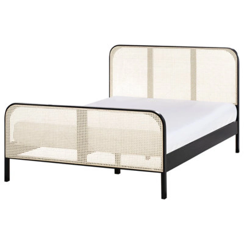 Image of Beliani Bed Pine Wood Gonfaron 140 X 200 Cm (Eu Double) Black