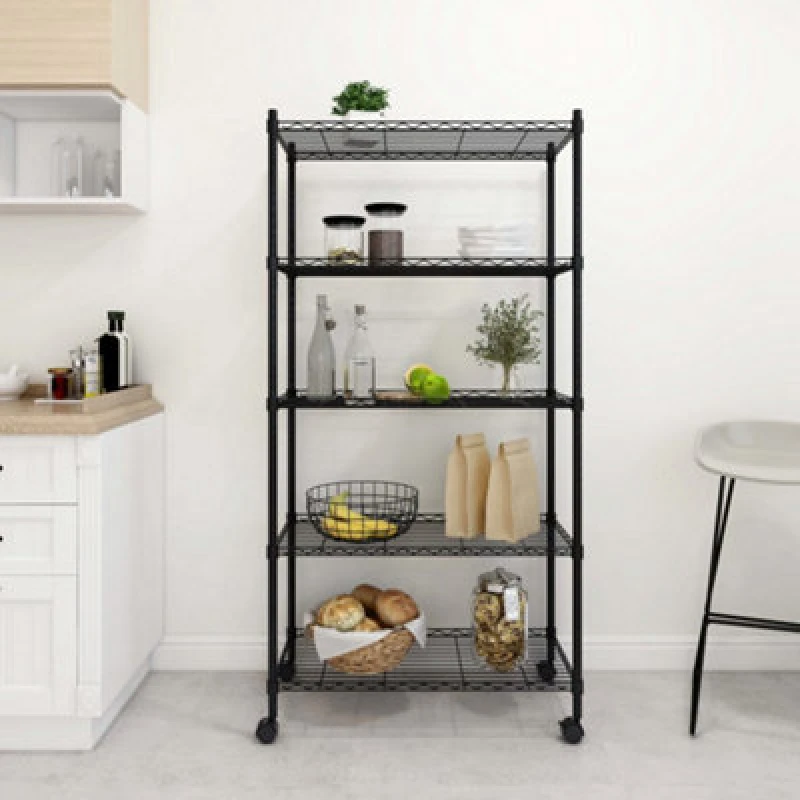 Image of VIDAXL Vidaxl - 5-Tier Storage Shelf with Wheels 75x35x155cm Black 250 kg 8720286151075