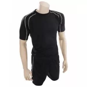 Image of Precision Childrens/Kids Lyon T-Shirt & Shorts Set (L) (Black/White)