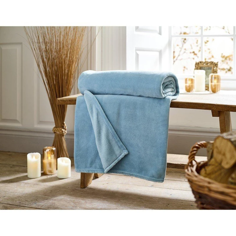 Image of Deyongs Deyongs Snuggle Touch Super Soft Solid Colour Fleece Throw in Light Blue Size: 140cm x 180cm Light Blue 140cm x 180cm Unisex 5054990142535