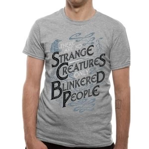 image of Crimes Of Grindelwald - Strange Creatures Mens Large T-Shirt - Grey