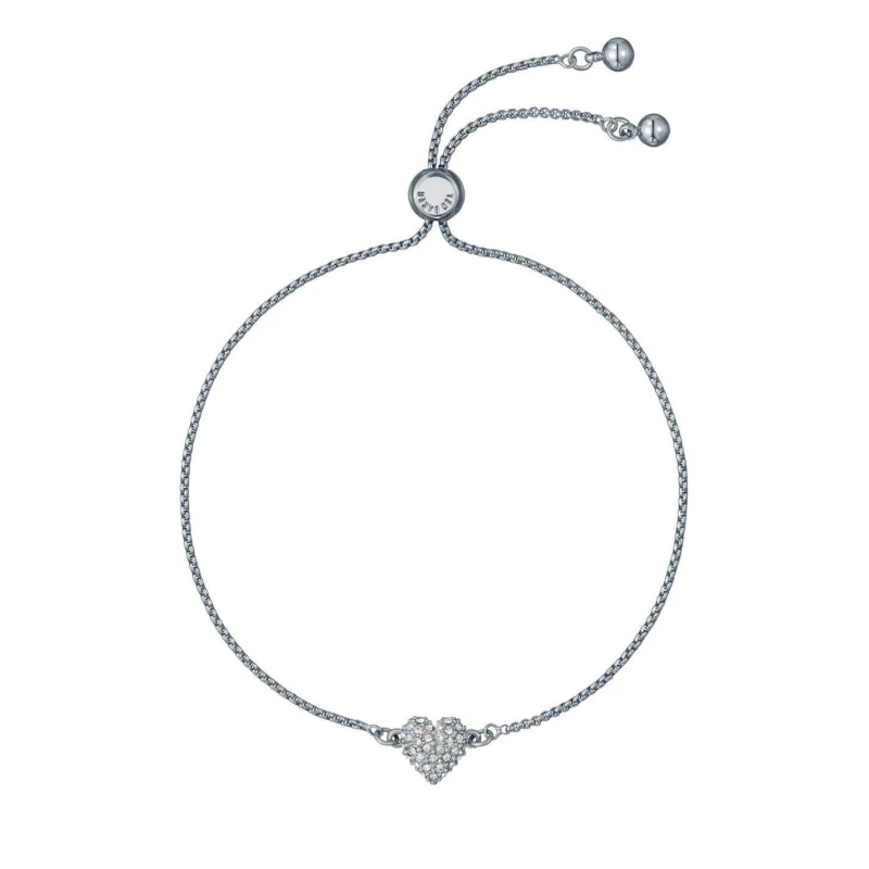 Image of Ted Baker Adoria Crystal Heart Adjustable Bracelet - Silver Silver One Size