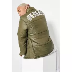 image of I Saw It First Khaki Mens Graphic Padded Jacket - Green