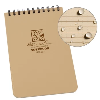 image of Rite In The Rain Universal Notebook, Top Spiral Bound 4 x 6" - Tan