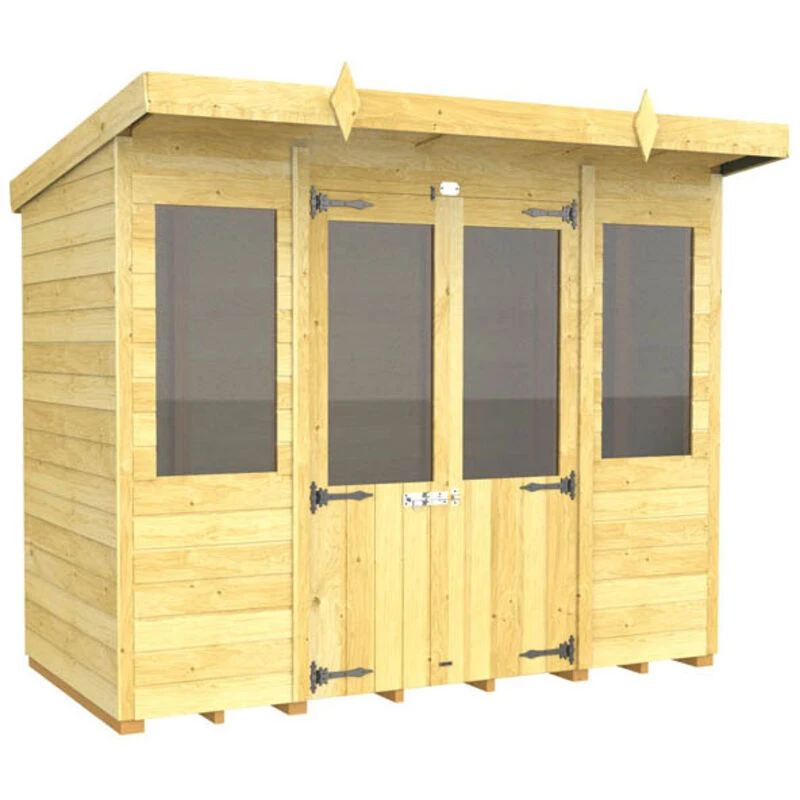Image of Flat Pack Sheds DIY Sheds 8 x 4 Pent Summer House, Brown 8X4PSHFF