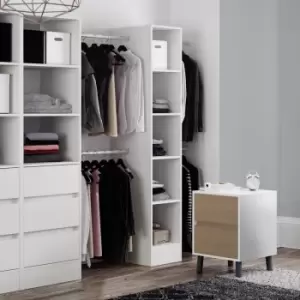 Image of Spacepro 5 Shelves Tower Unit with 1 Hanger Bar 2100 x 450 x 500mm in White Steel/MFC