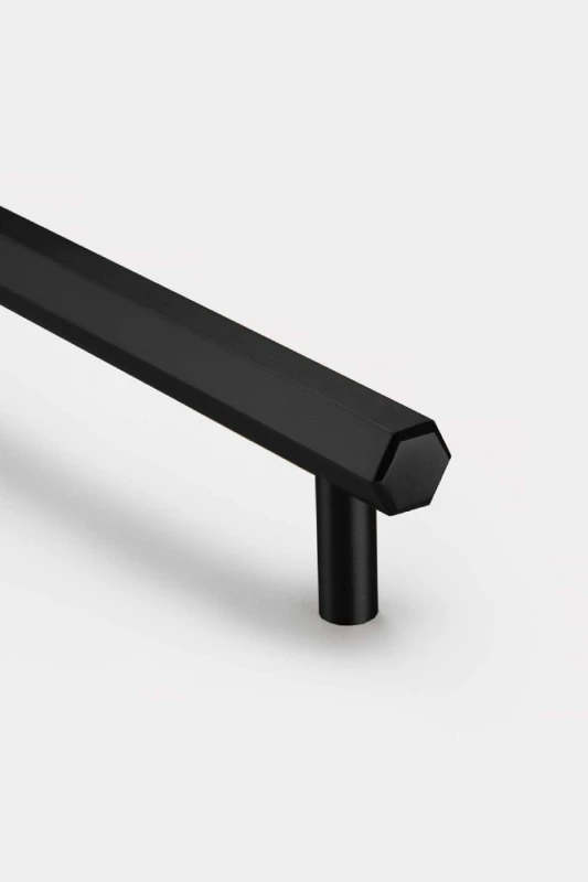 Image of PUSHKA HOME Solid Brass Hexagonal Bar Handle with Hole Centre 384mm - Black Unisex