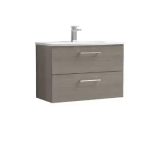 image of Nuie Arno 800mm Wall Hung 2 Drawer Vanity & Basin 4 Solace Oak