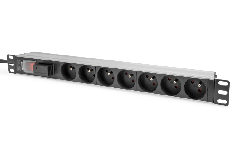 Image of Digitus Socket strip with aluminum profile. surge protection and switc