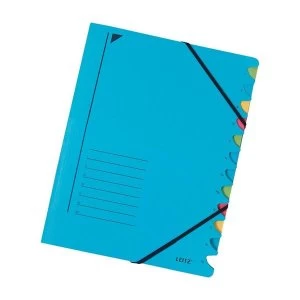 image of Leitz 12-Part File Blue Colourspan Cardboard Elasticated Pack of 5