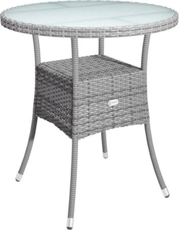 Image of Casaria Round Coffee Table Garden Table With Frosted Safety Glass Plate