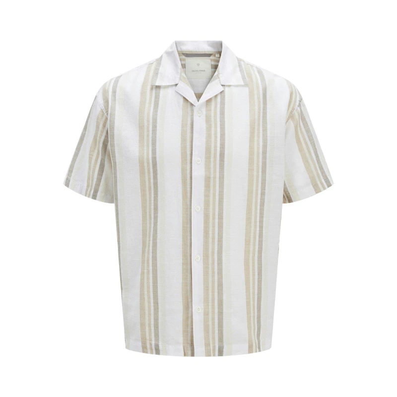 Image of Jack and Jones & Jones Premium revere collar linen shirt in Travertine male Sml