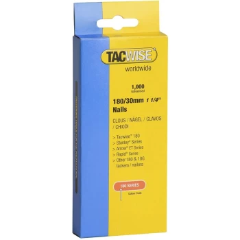 Image of Tacwise - 1000 30mm 18 Gauge Brad Nails18g Galvanised 180 Type for Nail Guns