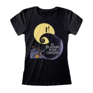 image of Nightmare Before Christmas Womens/Ladies Silhouette Fitted T-Shirt (XL) (Black)