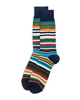 Image of Paul Smith Curtis Striped Cotton Blend Dress Socks