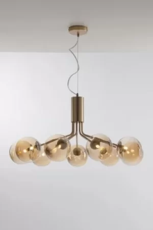 Image of Honey Multi Arm Ceiling Globe Pendant, Brass Satin With Champagne Diffusers, G9