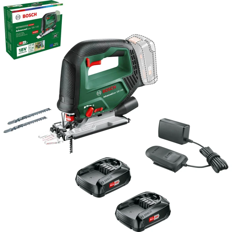 Image of Bosch ADVANCEDSAW 18V-140 P4A 18v Cordless Jigsaw ADVANCEDSAW 18V-140 P4A Batteries: 2 x 1.5ah Li-ion