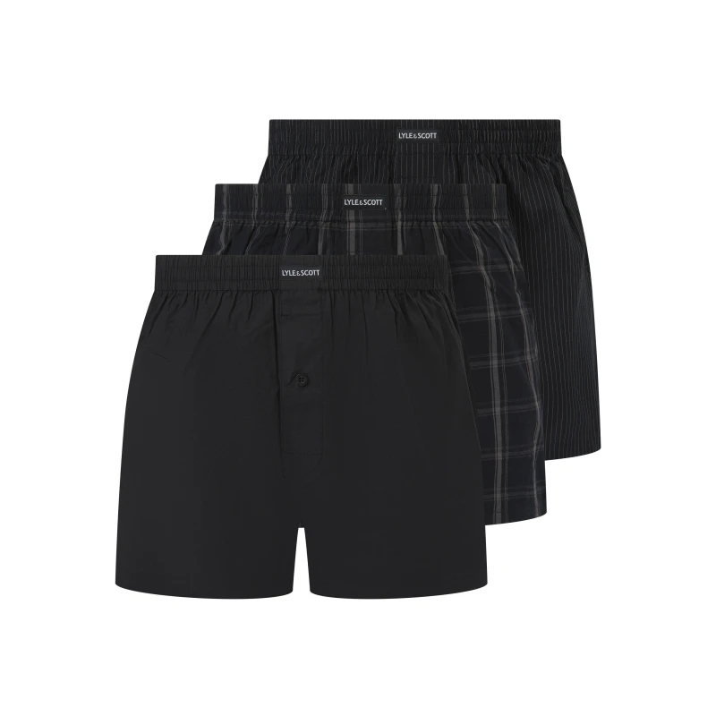 Image of Lyle and Scott Mens Pk Boxer Boxers Chk Blk Strp male Small