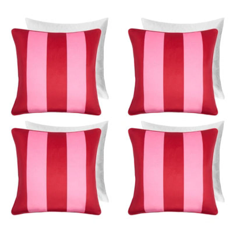 Image of OHS OHS 4 Pack Stripe Filled Cushion Covers Home Decor Set in Pink Size: 45cm x 45cm Pink 45cm x 45cm Unisex 5027434218271