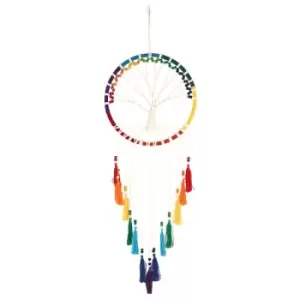 image of 100cm Rainbow Beaded Tree of Life Dreamcatcher