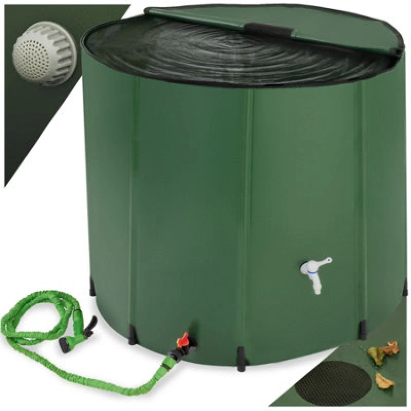 Image of Tectake Water Butt - Tap And Overflow Protection, Foldable Weather Resistant - 750 L