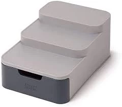 image of Joseph Cupboard Store Compact Tiered Organiser With Drawer - Grey