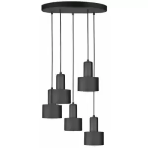 image of Keter Luce Cluster Pendant Ceiling Light Black, 45cm, 5x E27