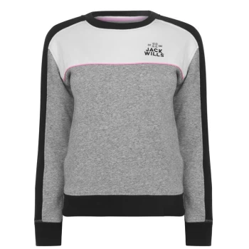 image of Jack Wills Merritt Colour Block Crew Neck Sweatshirt - Grey