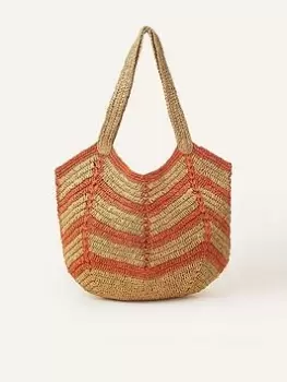 Image of Accessorize Raffia Chevron Shoulder Bag, Orange, Women
