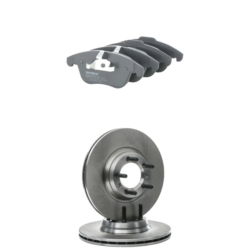 Image of RIDEX 3405B2569 Brake disc and pads set Front Axle, Brake Disc Type: Vented, not prepared for wear warning indicator Brake Set,disc brakes (3405)