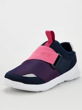Image of Lacoste LT Dash Slip 120 Trainers - Navy/Pink, Size 11 Younger