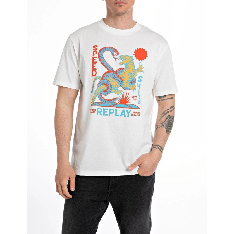 Image of Replay Replay Tiger Snake T - White White S