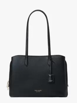 image of Kate Spade Hudson Pebble Leather Large Work Tote Bag, Black, One Size