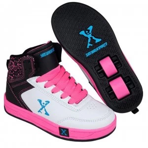 image of Sidewalk Sport Hi Top Girls Skate Shoes - White/Blk/Pink