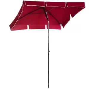 Image of Sun Umbrella Parasol Aluminium Base Patio Garden Rectangular Red - Outsunny