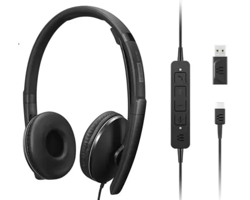 Image of Lenovo 4XD1M39029 headphones/headset Wired Head-band USB Type-C Black 4XD1M39029