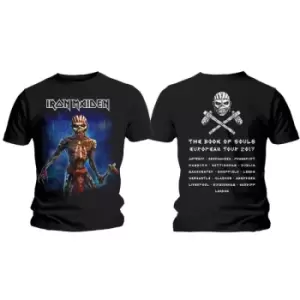 Image of Iron Maiden - Axe Eddie Book of Souls European Tour V.2 Unisex Large T-Shirt - Black