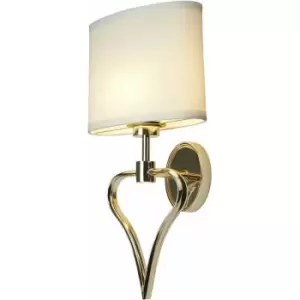 image of Loops - Twin Wall Light Heart Shaped Frame White Shade French Gold LED G9 3.5W