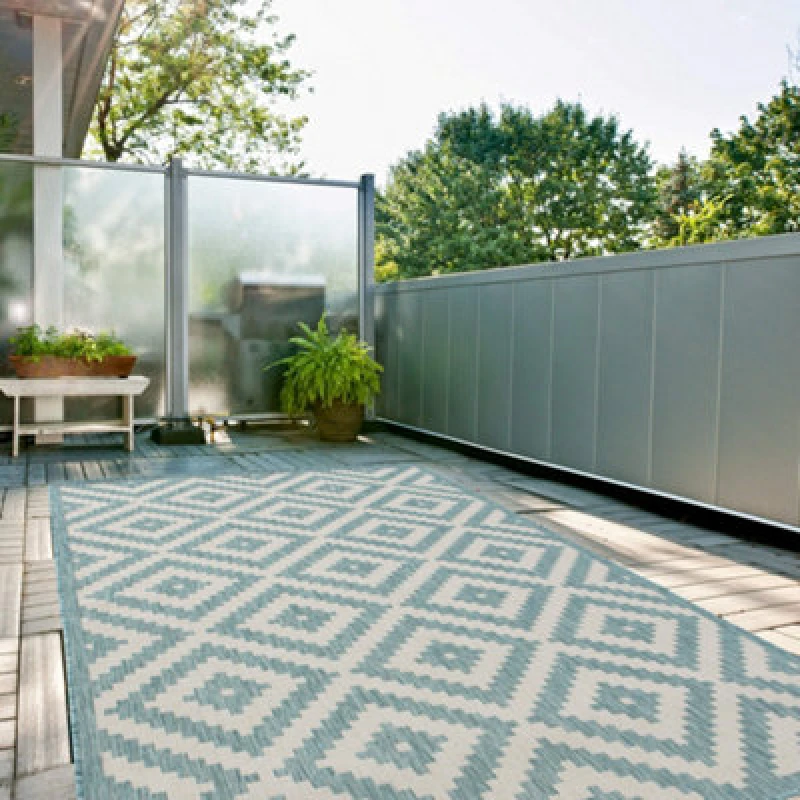 Image of The Rugs Ecology Collection Outdoor Patio Garden Rug Aqua Diamond Design Weatherproof Jet Washable 100Aq
