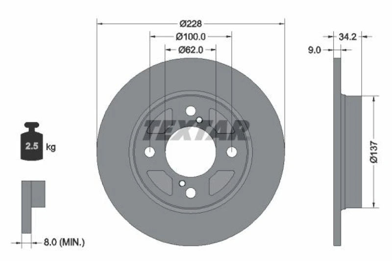 Image of Brake disc TEXTAR 92303603
