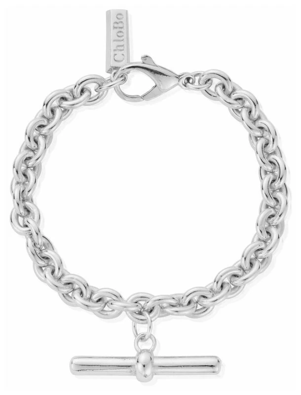 Image of ChloBo CC-S-BR-18-S1 Anchor Chain T-Bar Sterling Silver Jewellery